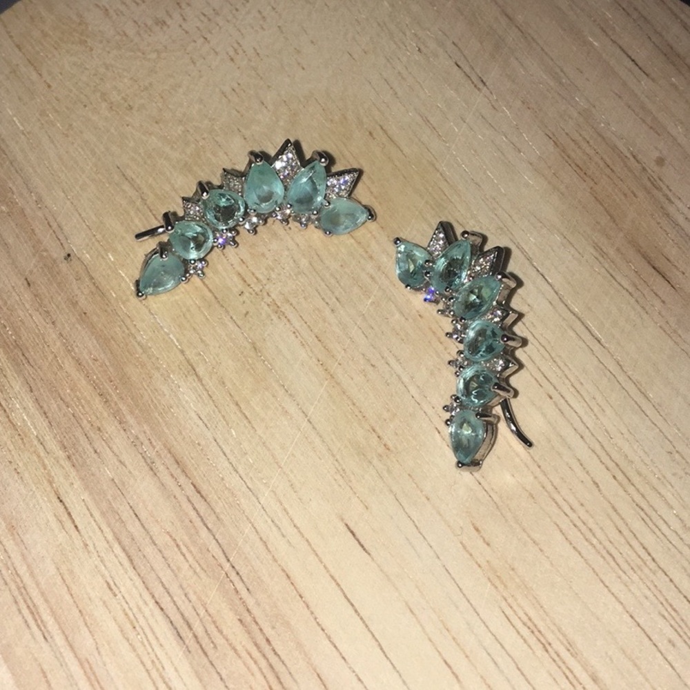 Beautiful Gemstone Blue Ear Climbers View 3
